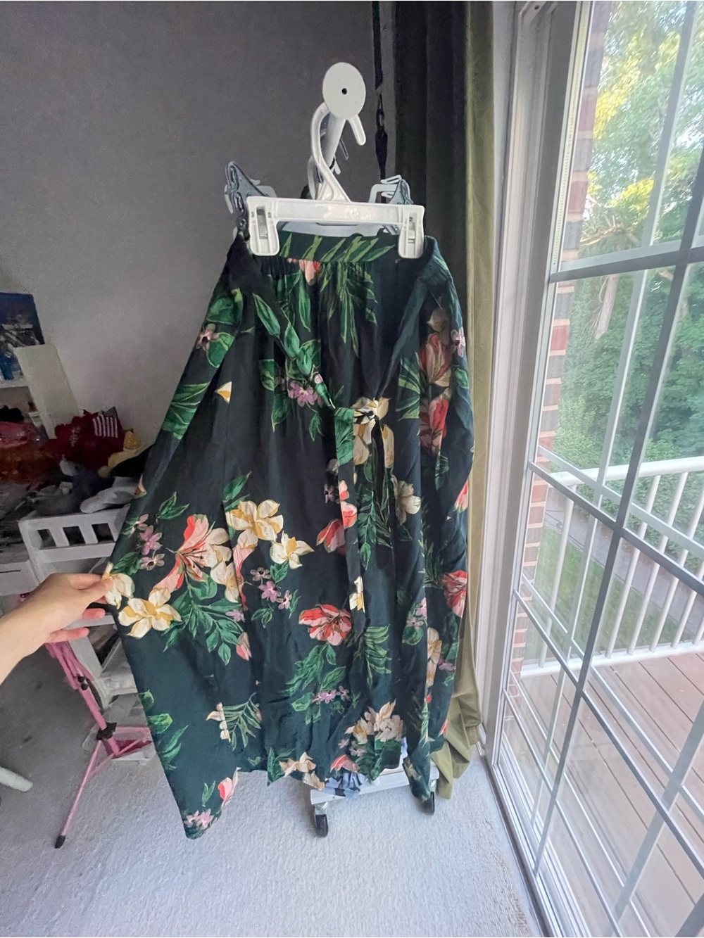 Patrons of Peace Black A-Line Maxi Skirt with Tropical Floral Print